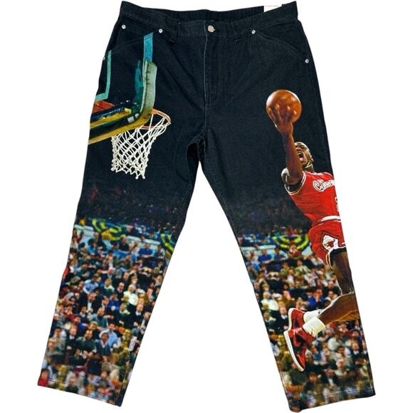 MSRP $200 Nike Air Jordan HF0045-010 Men’s Printed Twill Jeans Black 36x30 New - Picture 1 of 5